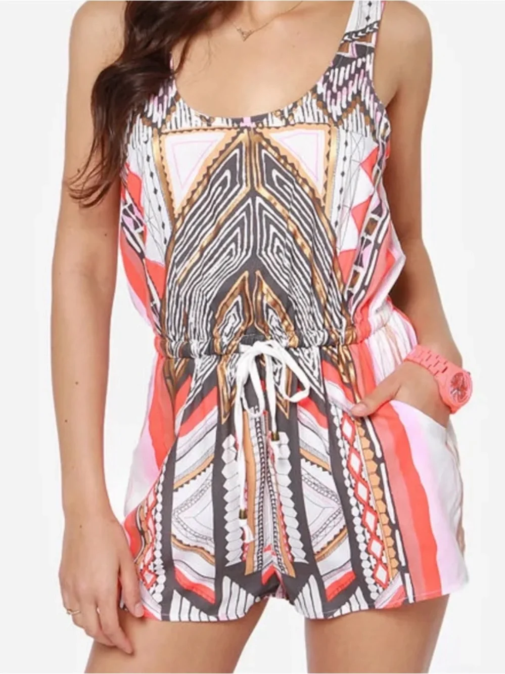 MINKPINK Mayan Tribal Print Romper Size S